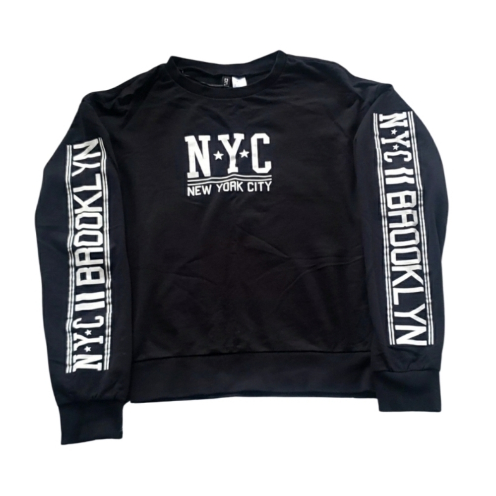 H&M Brooklyn NYC Black Long Sleeve Sweatshirt Size Small - Picture 2 of 6